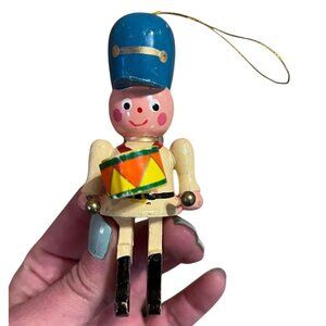 Vintage Wood Drummer Christmas Tree Ornament Small Marching Band‎ Toy Soldier